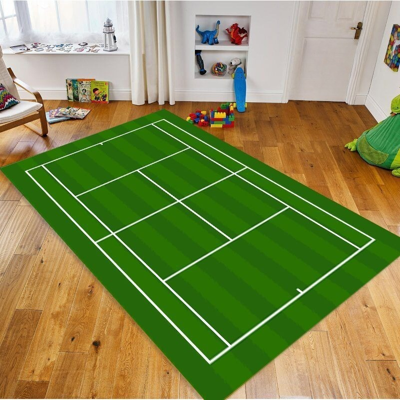 Outdoor Sport Court Flooring - Tennis Court Print Area Rug Green