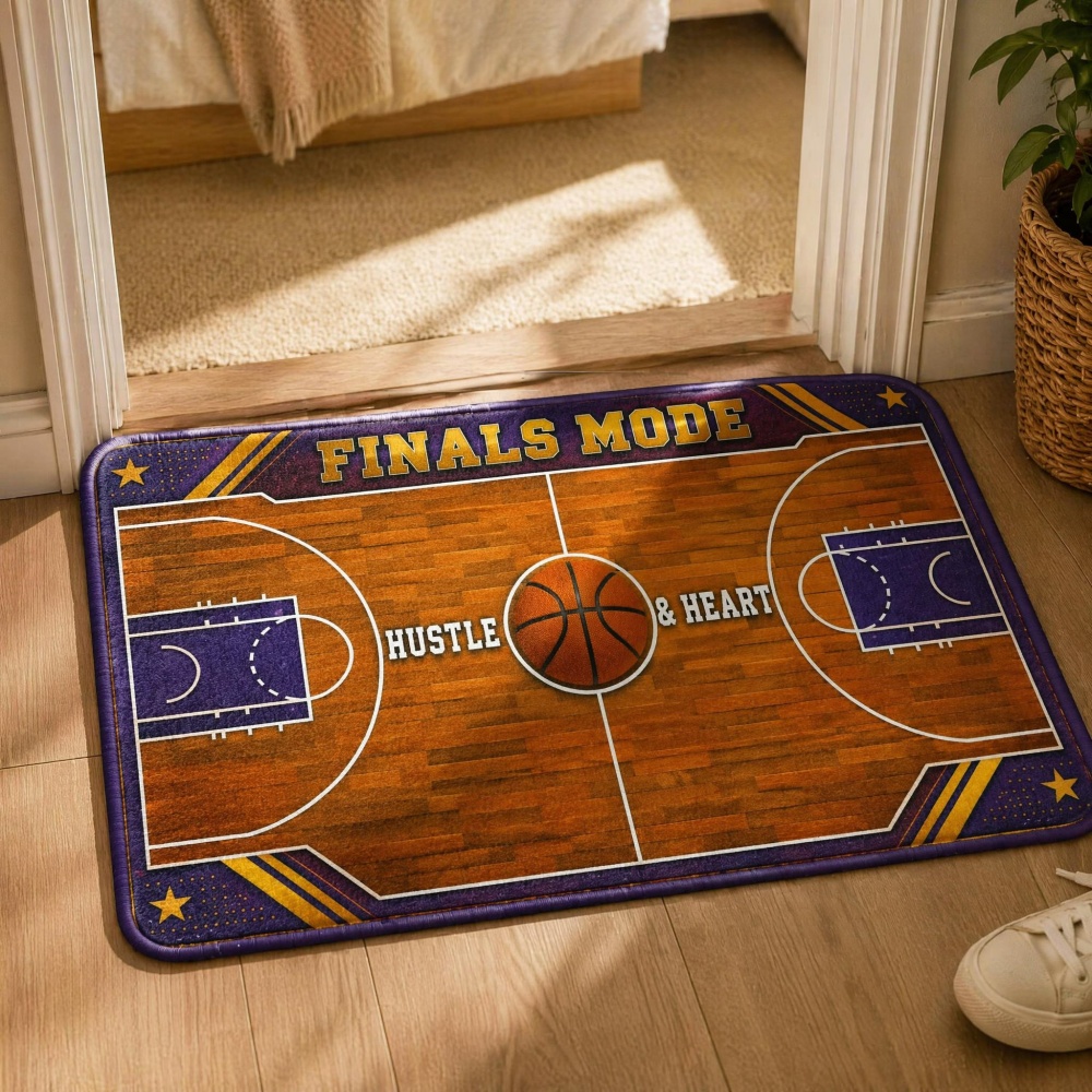 Outdoor Sport Court Flooring - Retro Basketball Court Graphic 2D Print